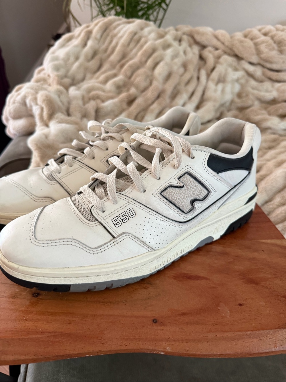 New Balance 550 Men's Sneakers - Cream with Black Accents